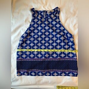 A'gaci Navy and White Patterned Top
